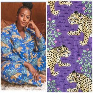 Print Fresh Rare Lavender Purple Bagheera Long Sleeve Shirt Pant Pajama Set 2X